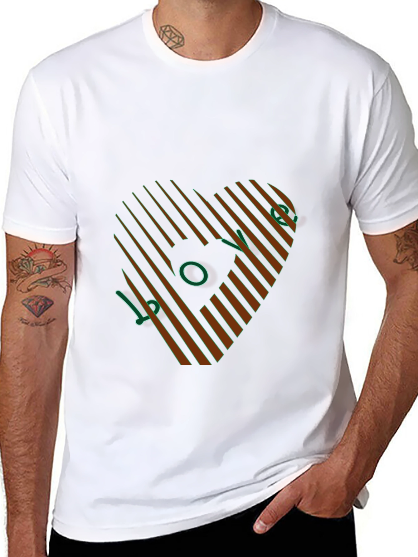 Stripped Heart Design T-Shirt