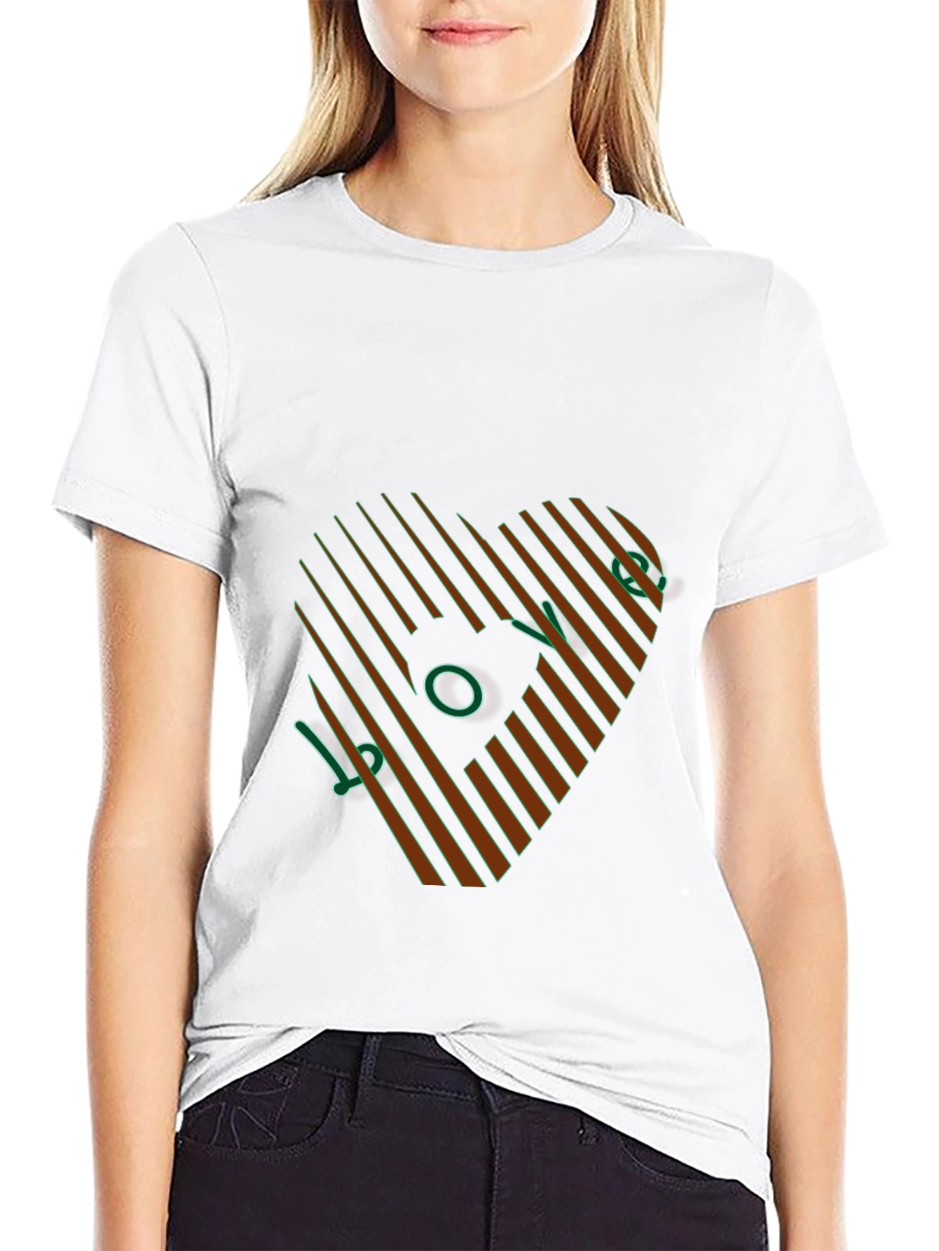 Stripped Heart Design T-Shirt