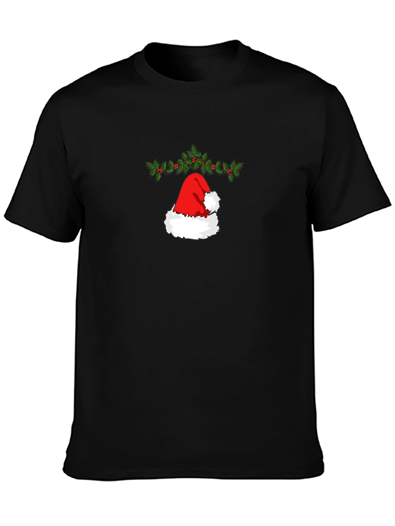 Festive Santa Hat Graphic Tee - Holiday Cheer