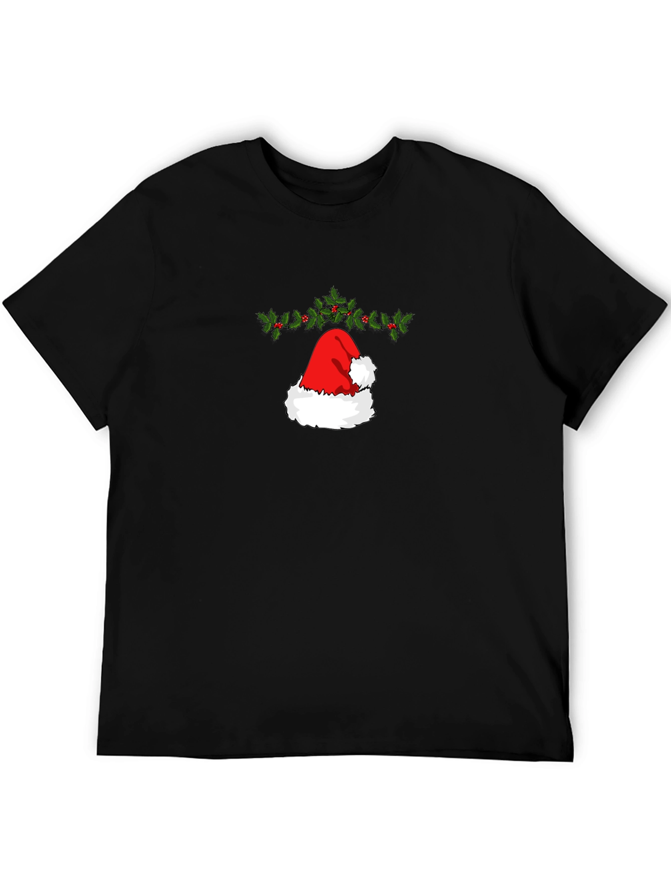 Festive Santa Hat Graphic Tee - Holiday Cheer