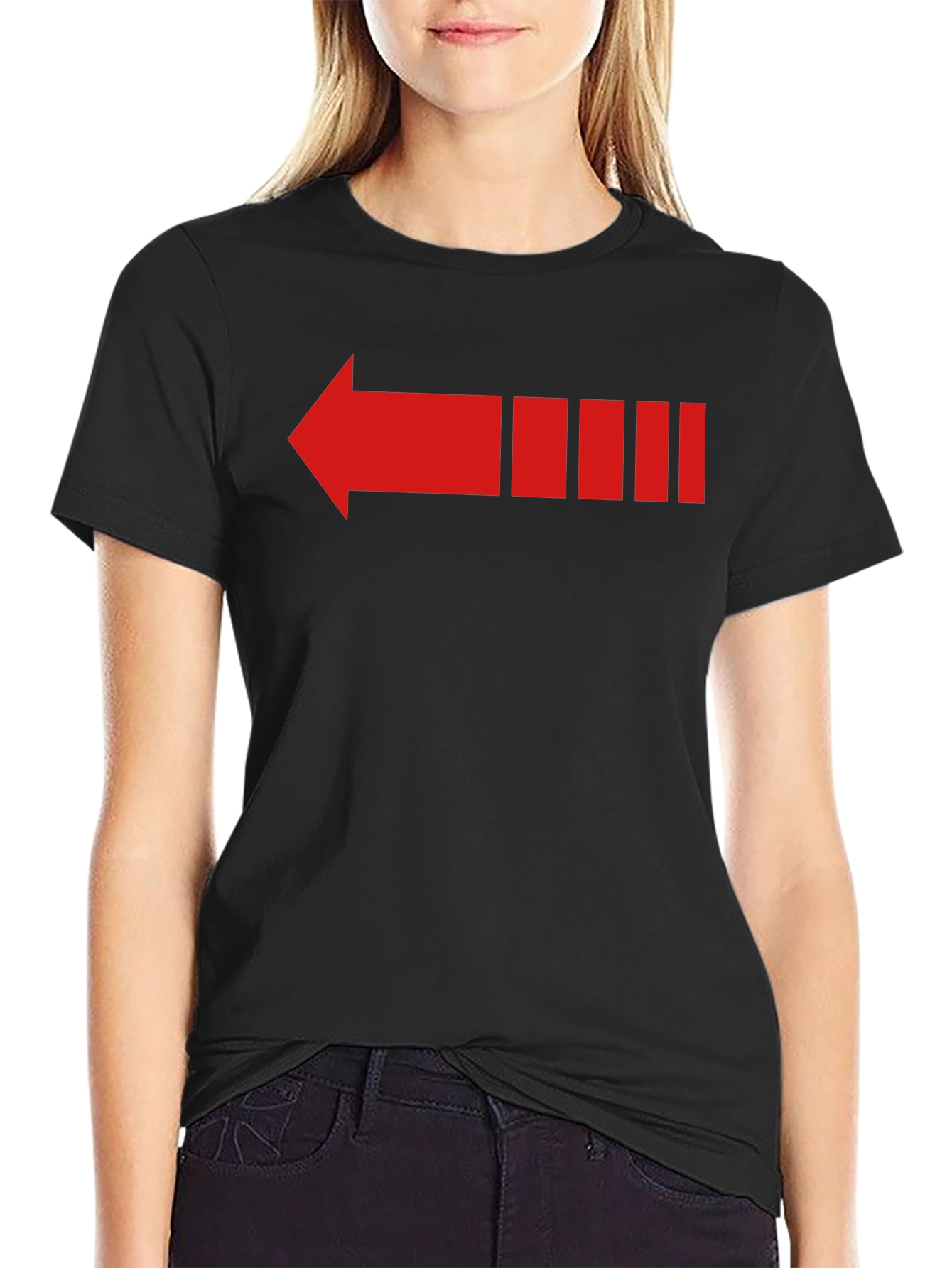 Retro Red Arrow Graphic Tee - Black