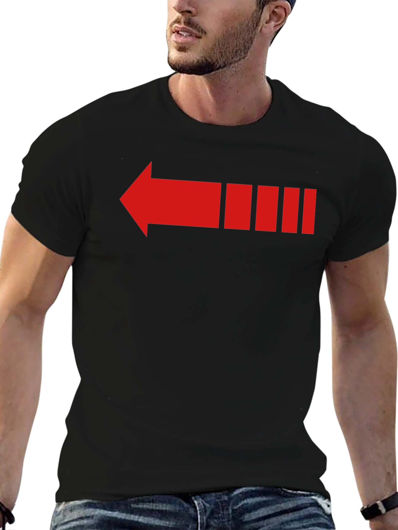 Retro Red Arrow Graphic Tee - Black