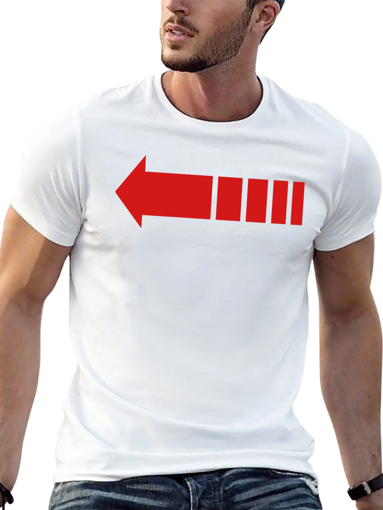 Retro Red Arrow Graphic Tee - Black
