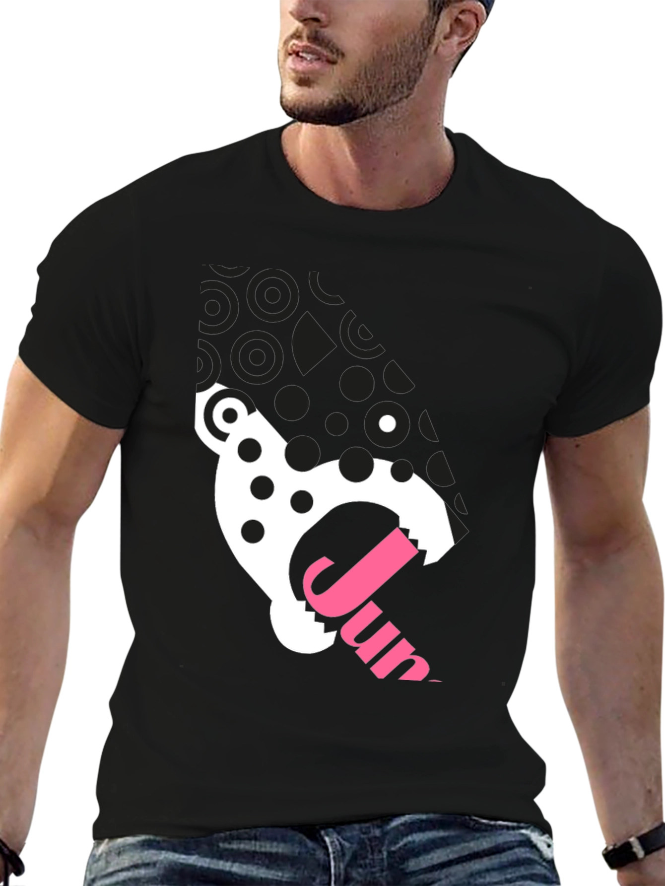 Black T-Shirt with Animal Graphic