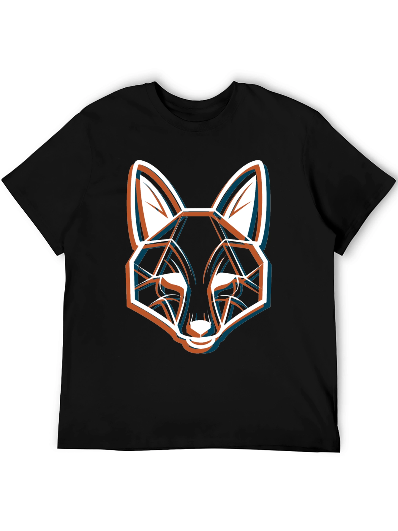 Geometric Fox Graphic Black T-Shirt - Modern Style