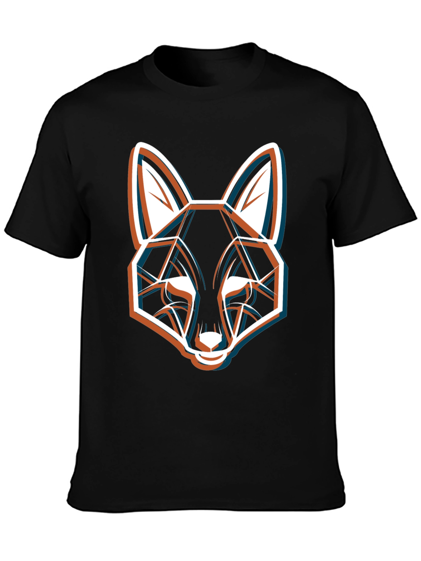 Geometric Fox Graphic Black T-Shirt - Modern Style