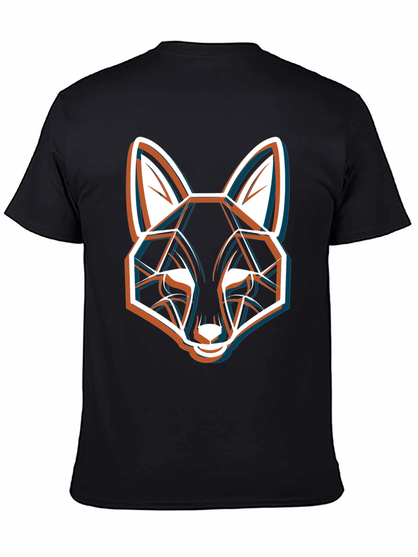 Geometric Fox Graphic Black T-Shirt - Modern Style