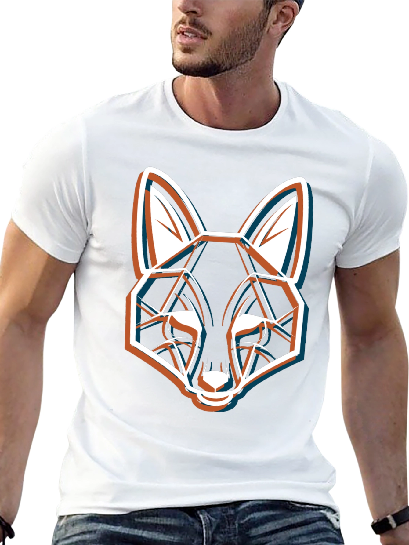 Geometric Fox Graphic Black T-Shirt - Modern Style