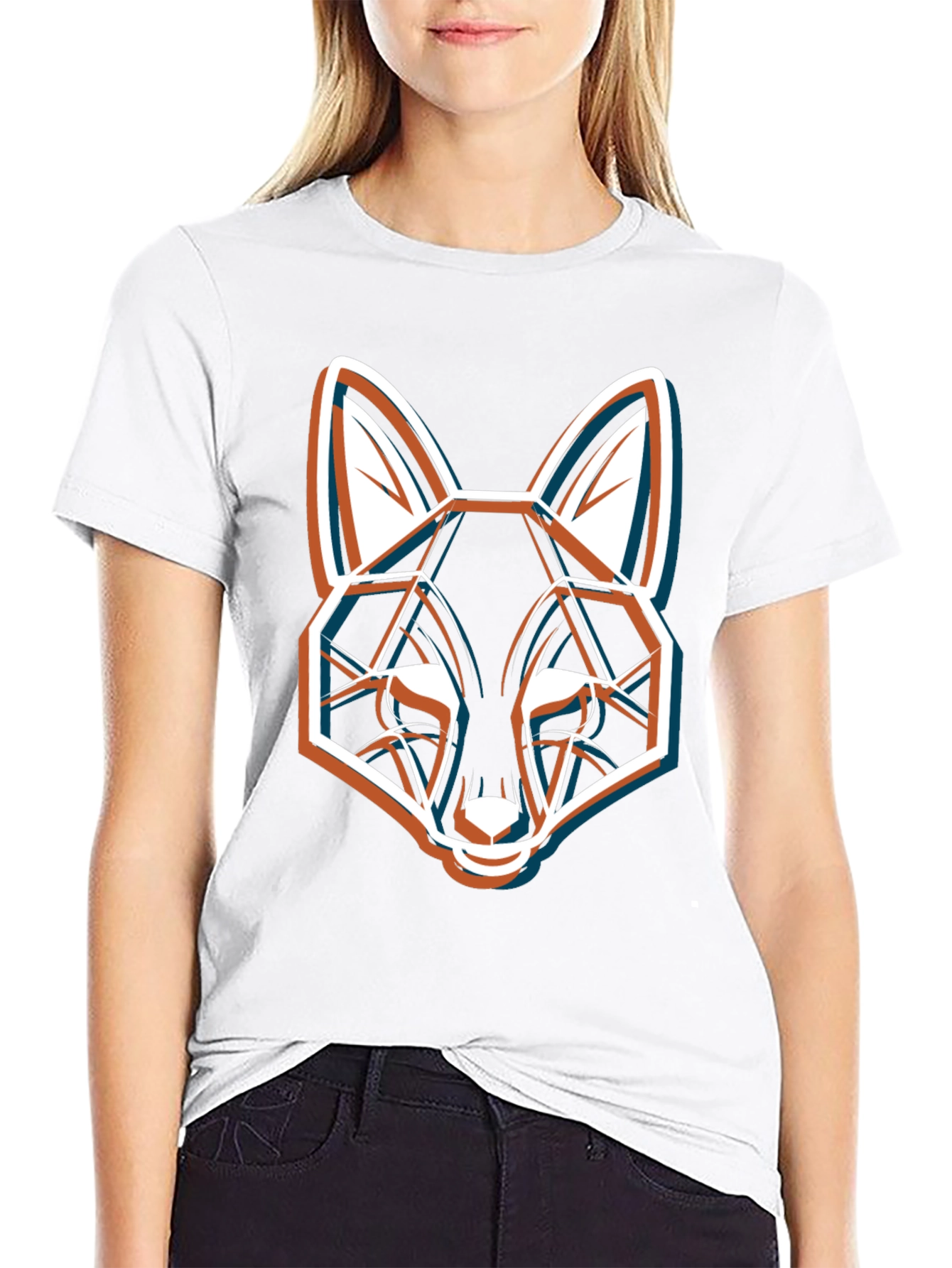 Geometric Fox Graphic Black T-Shirt - Modern Style