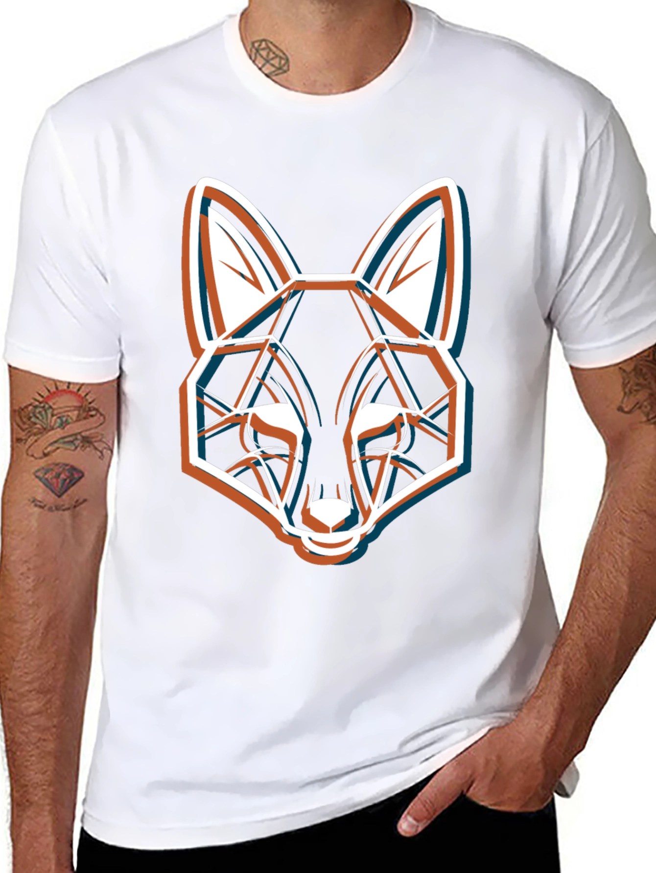 Geometric Fox Graphic Black T-Shirt - Modern Style