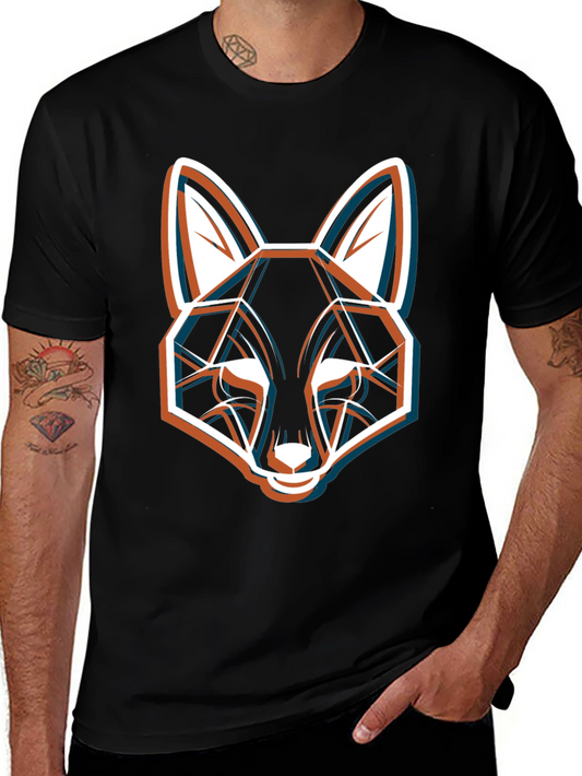 Geometric Fox Graphic Black T-Shirt - Modern Style