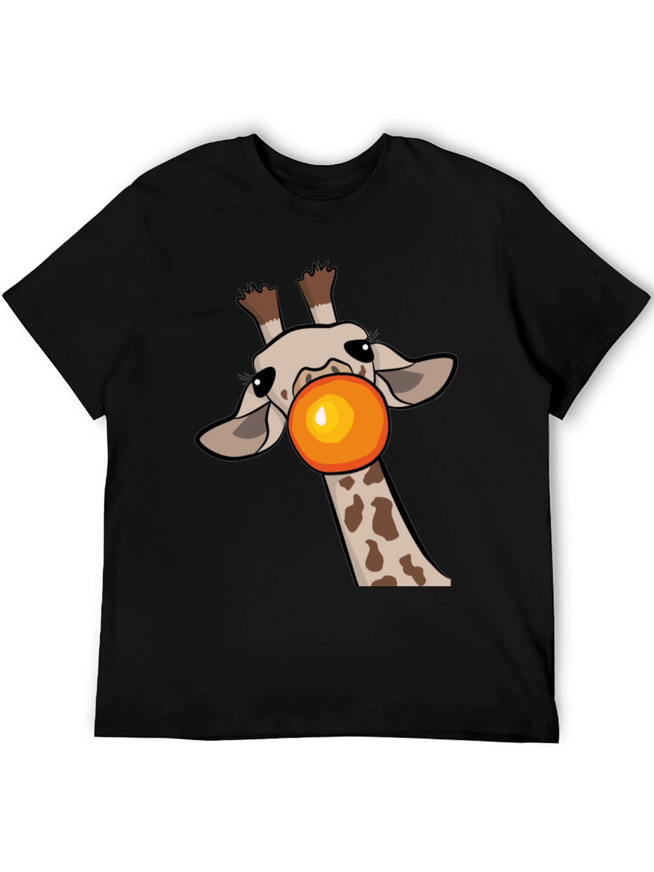 Giraffe Bubble Gum Pop Mens Black Graphic Tee