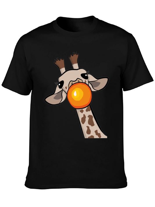Giraffe Bubble Gum Pop Mens Black Graphic Tee