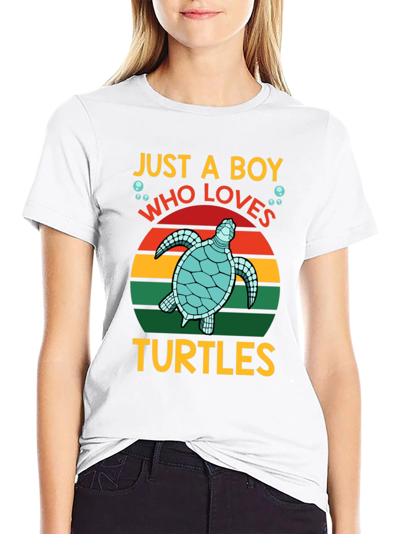 Just a Boy Who Loves Turtles Black T-Shirt