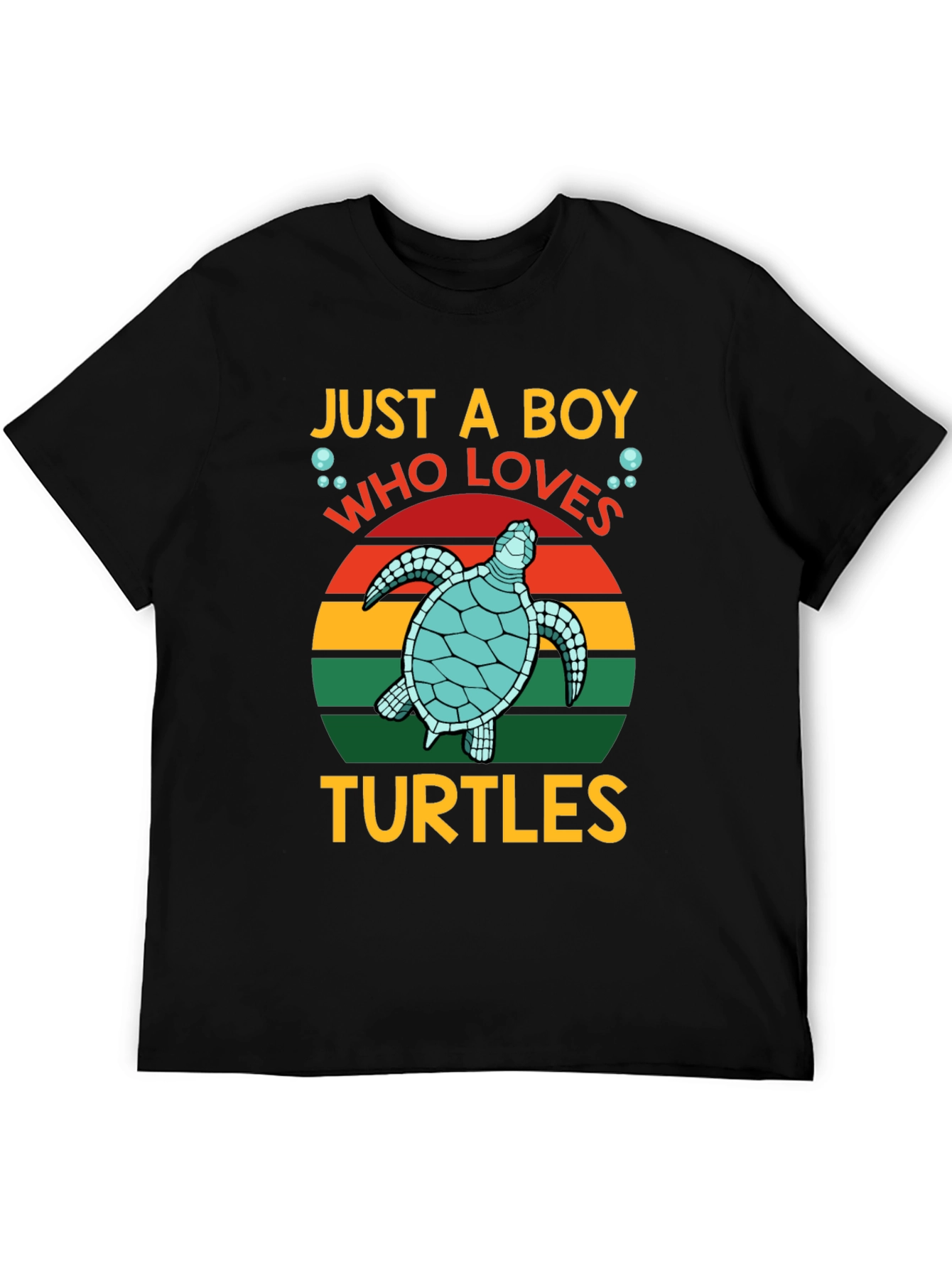 Just a Boy Who Loves Turtles Black T-Shirt