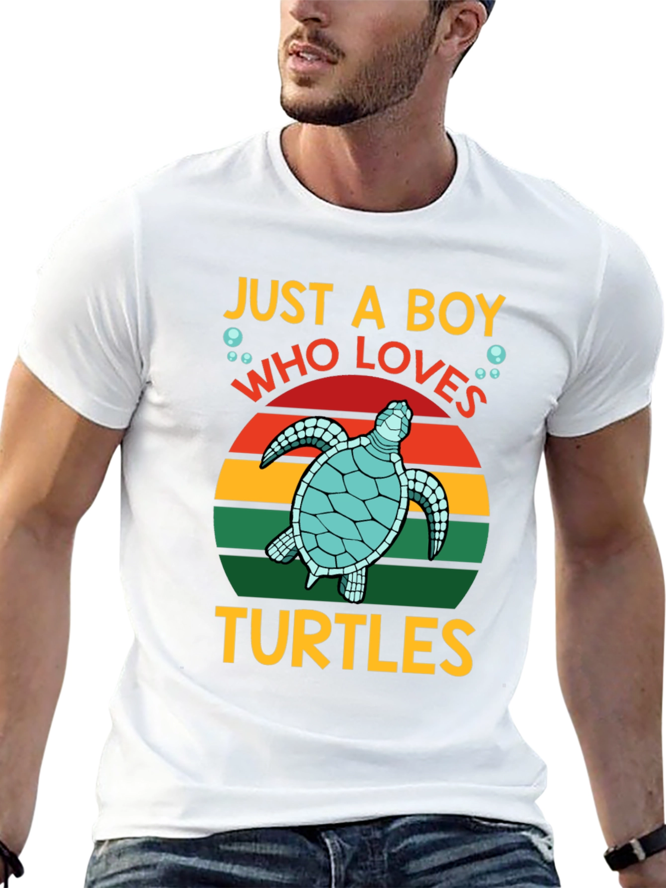Just a Boy Who Loves Turtles Black T-Shirt