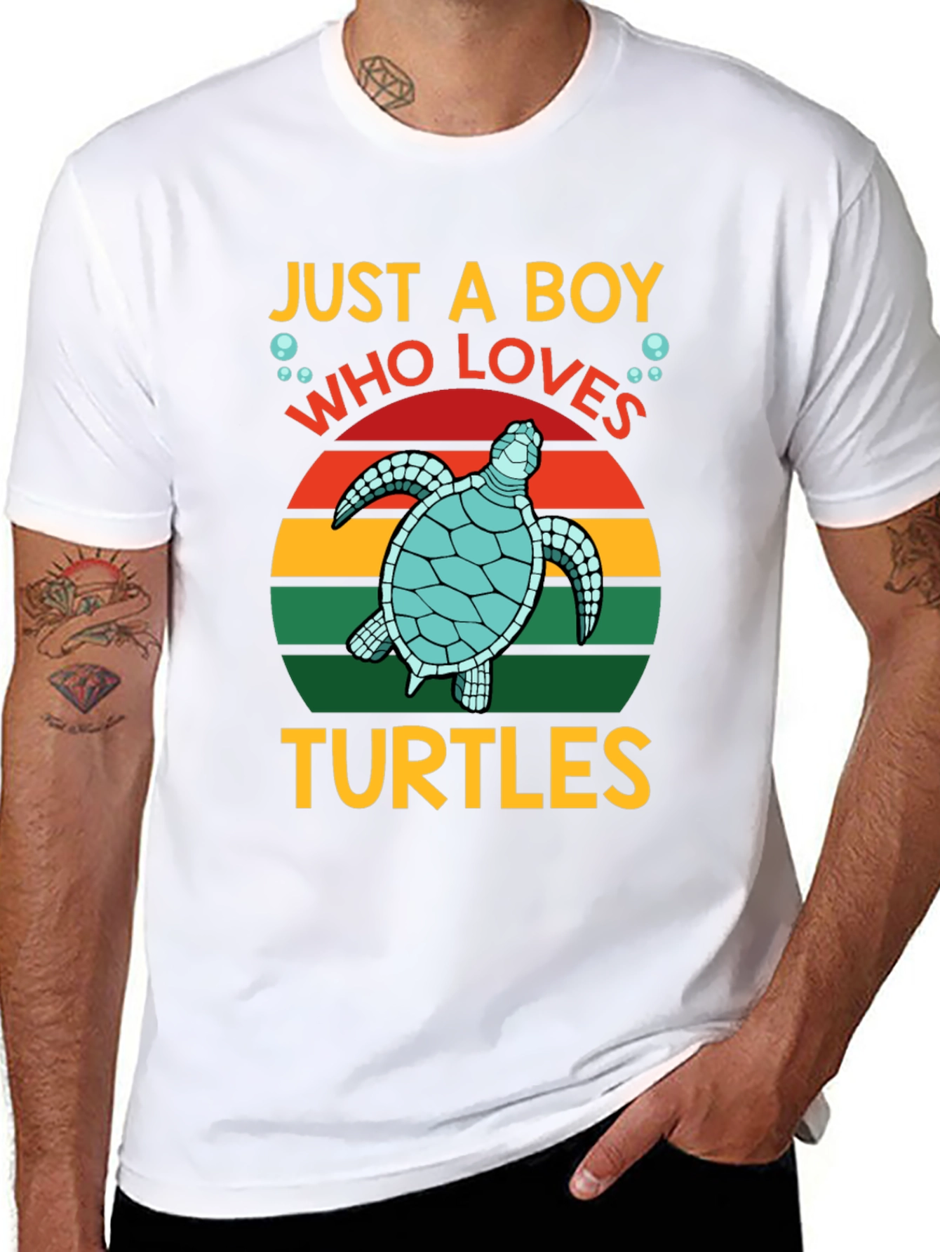 Just a Boy Who Loves Turtles Black T-Shirt