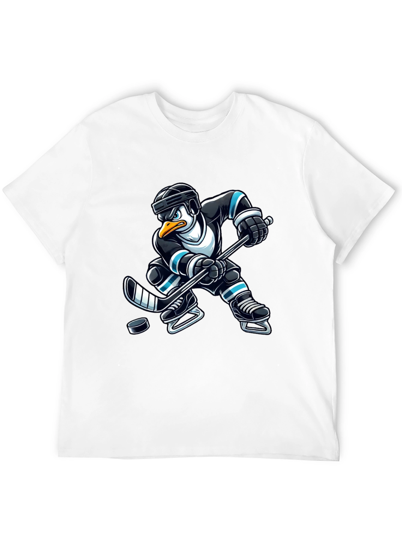 Penguin Hockey Player Graphic T-Shirt