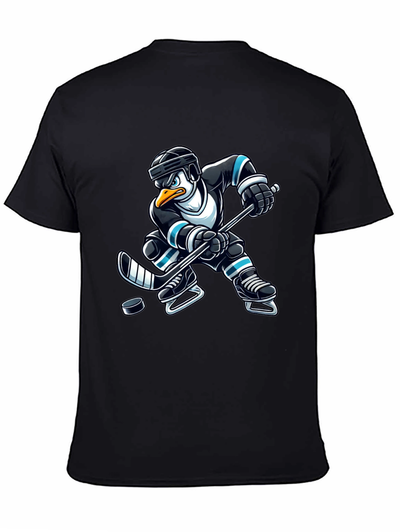 Penguin Hockey Player Graphic T-Shirt