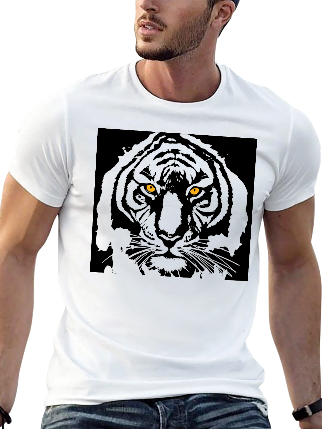Black Tiger Graphic Tee - Mens Crew Neck