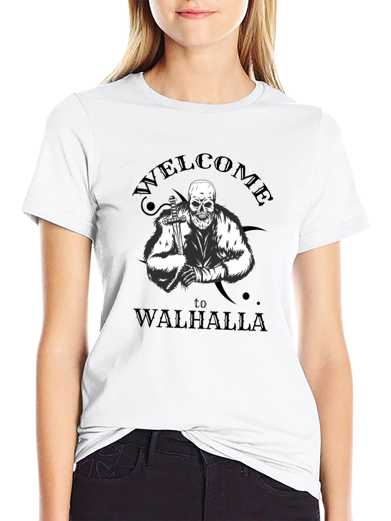 Welcome to Walhalla T-Shirt Skull Viking Style