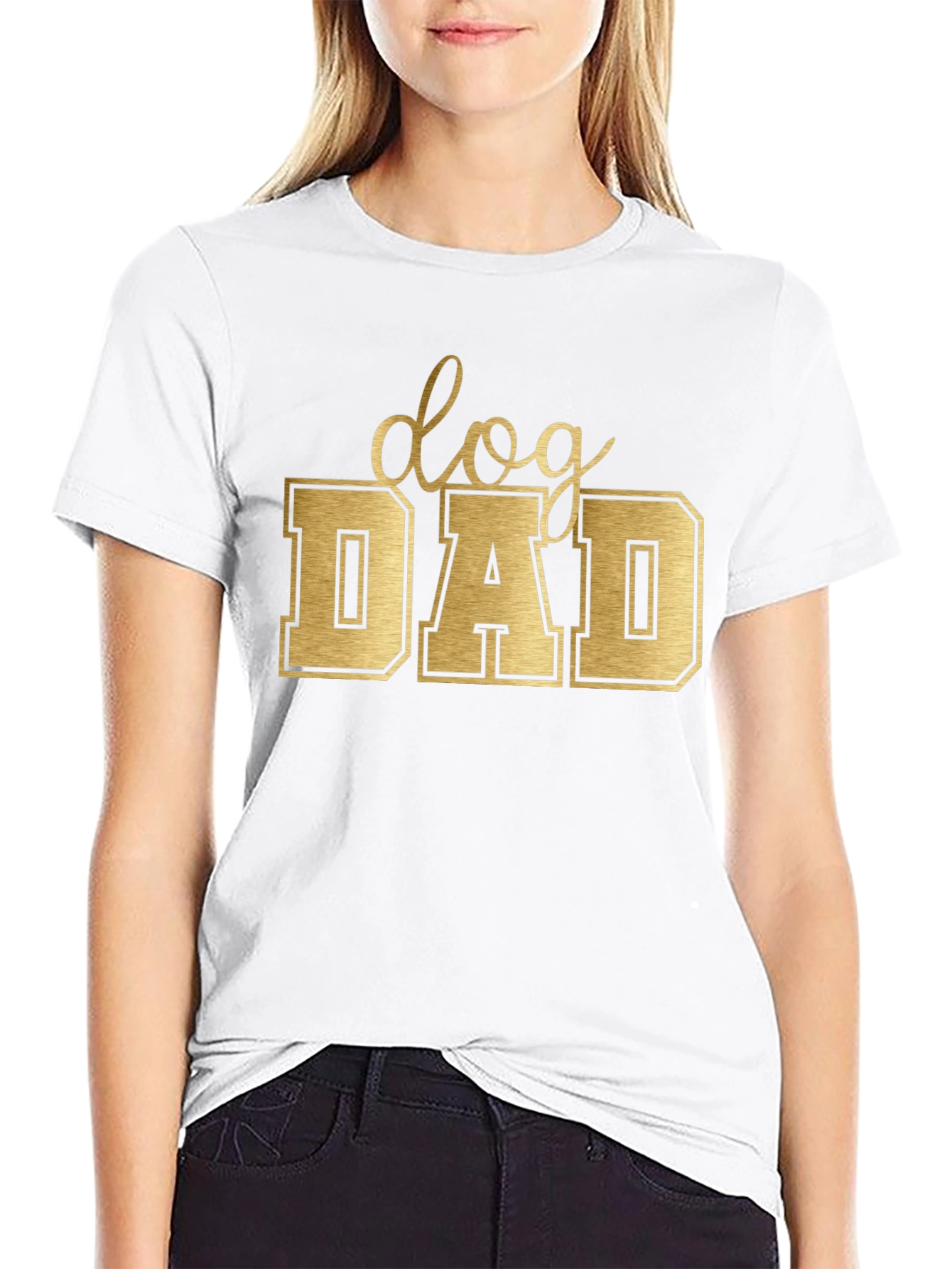 Dog Dad Tee - Golden Lettering on Black