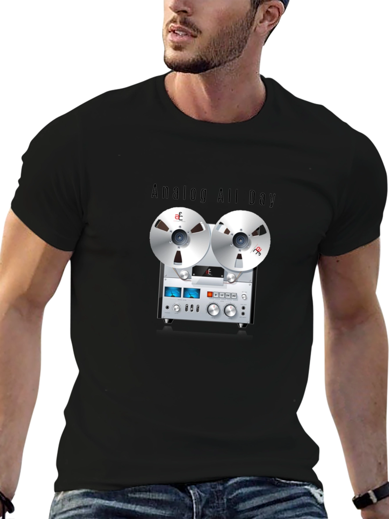 Analog All Day Reel-to-Reel Tape Player Graphic Tee