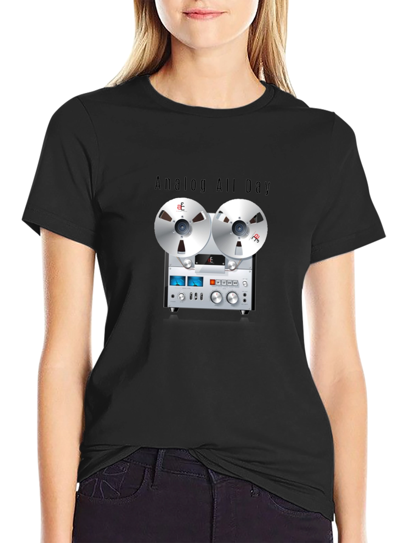 Analog All Day Reel-to-Reel Tape Player Graphic Tee