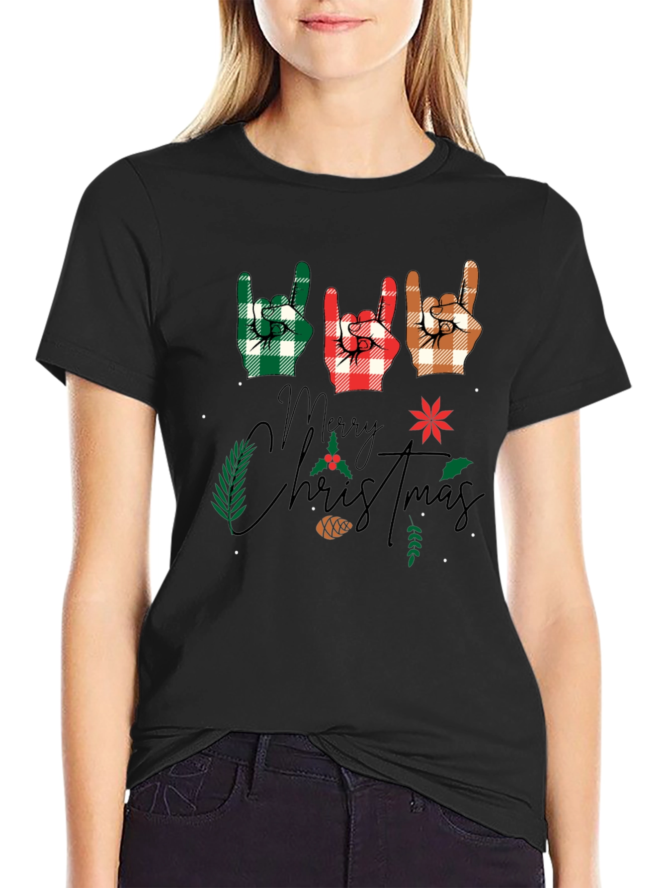 Merry Christmas Sign of the Horns T-Shirt