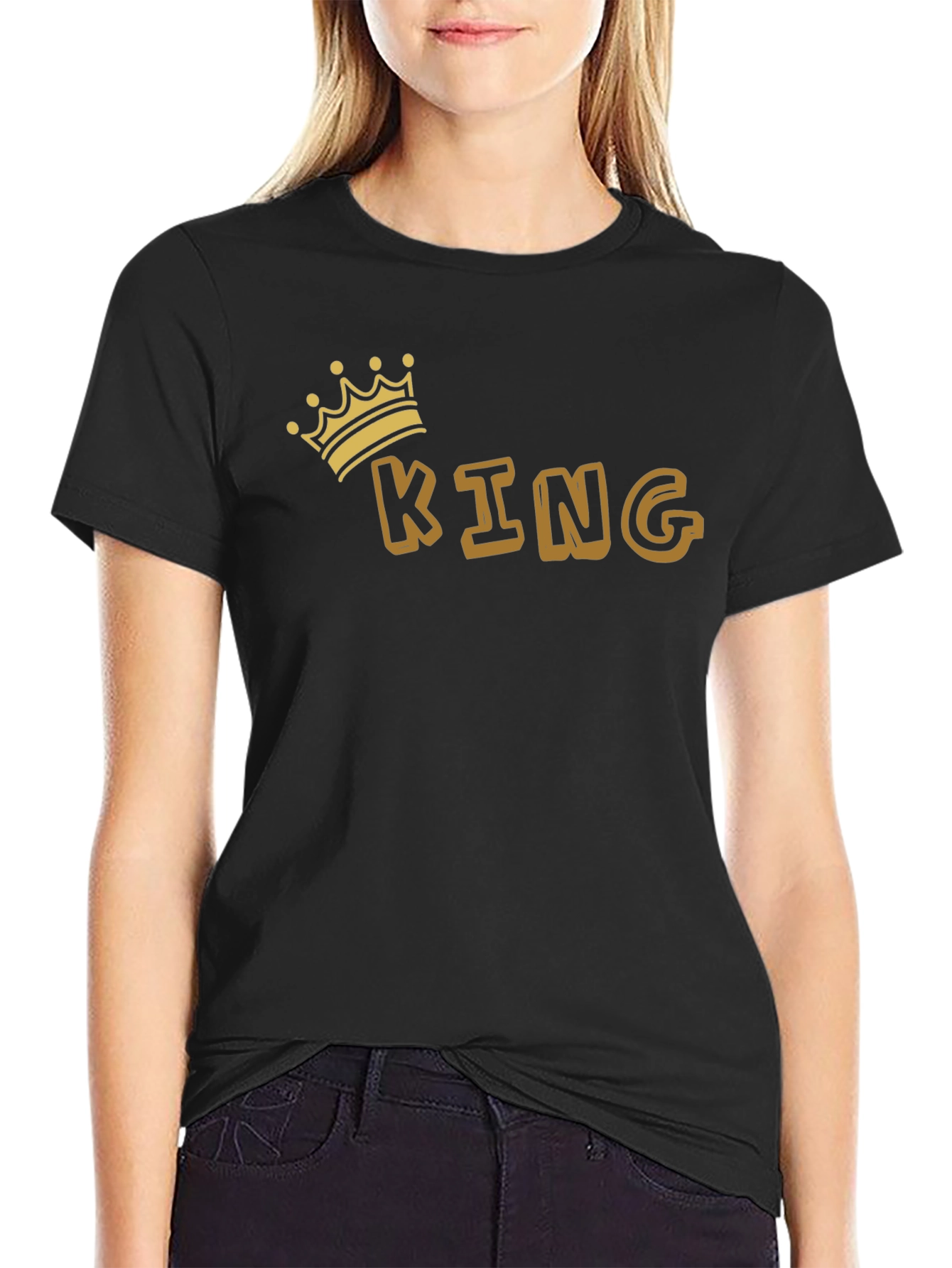 King Graphic Tee - Black Cotton Blend T-Shirt