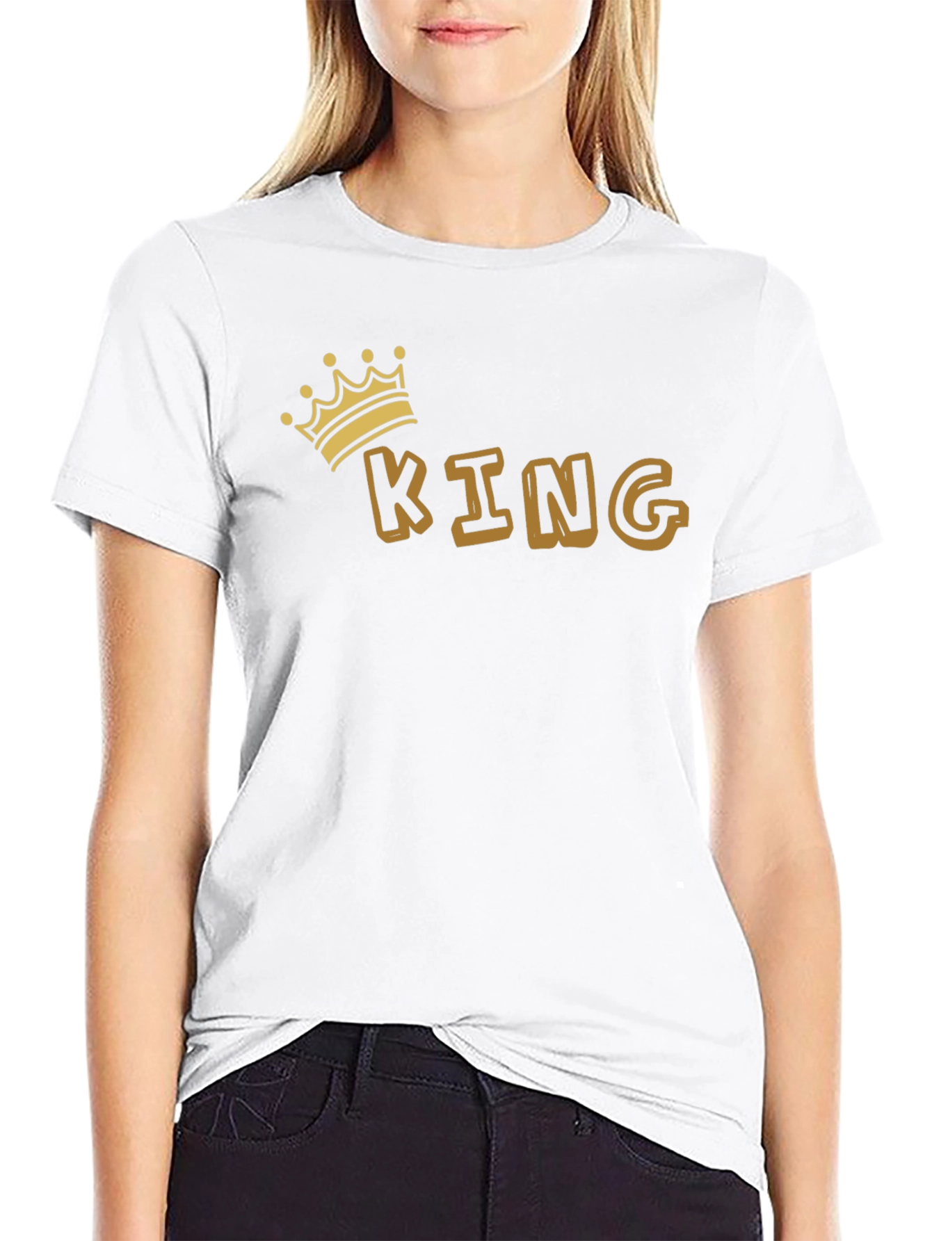 King Graphic Tee - Black Cotton Blend T-Shirt