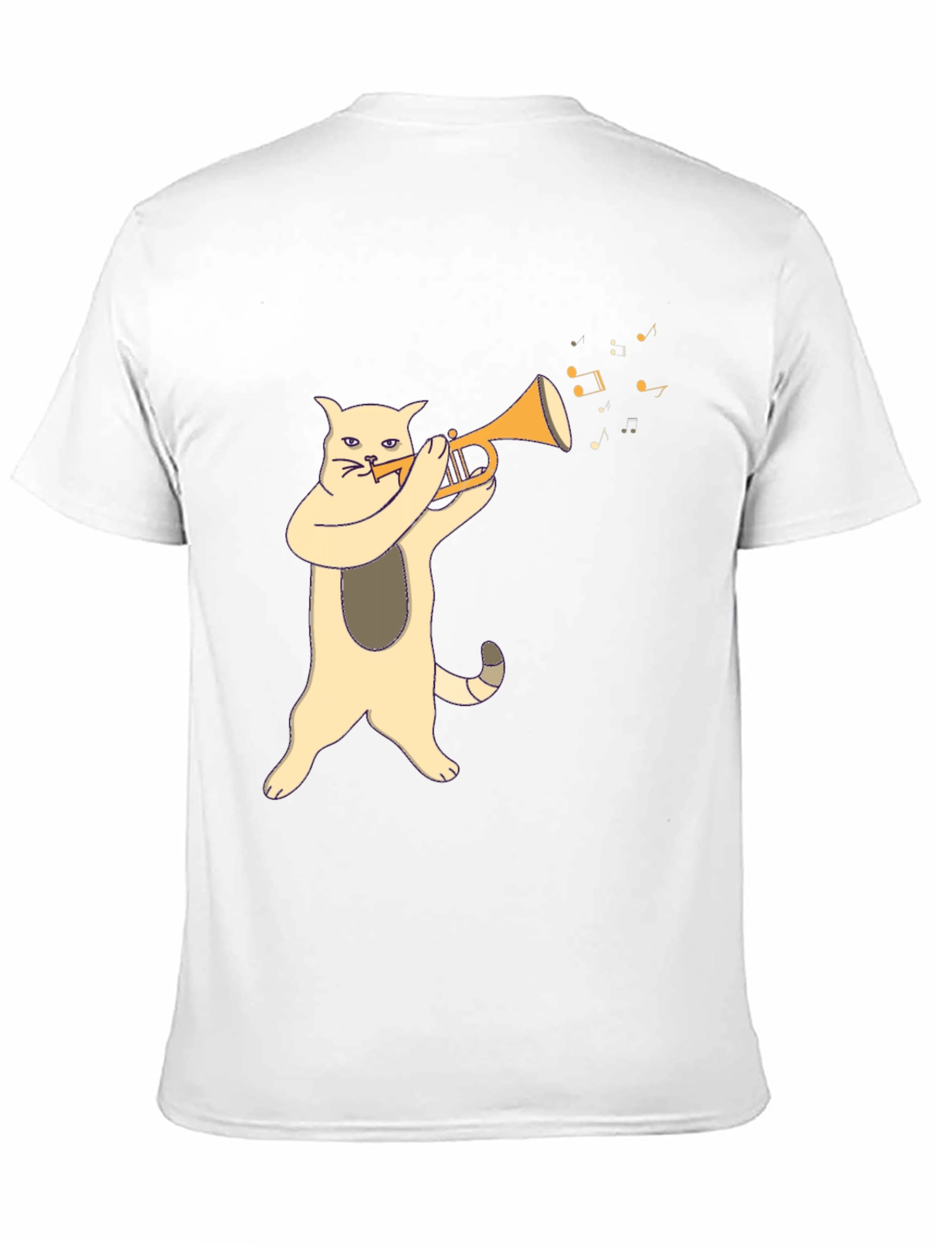 Cat Playing Trumpet Graphic Tee - Black