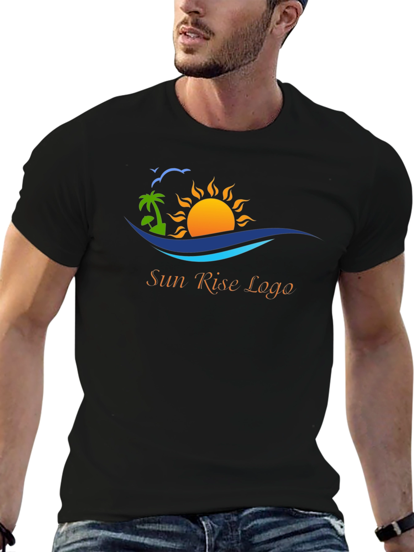 Black T-Shirt with Sun Rise Logo