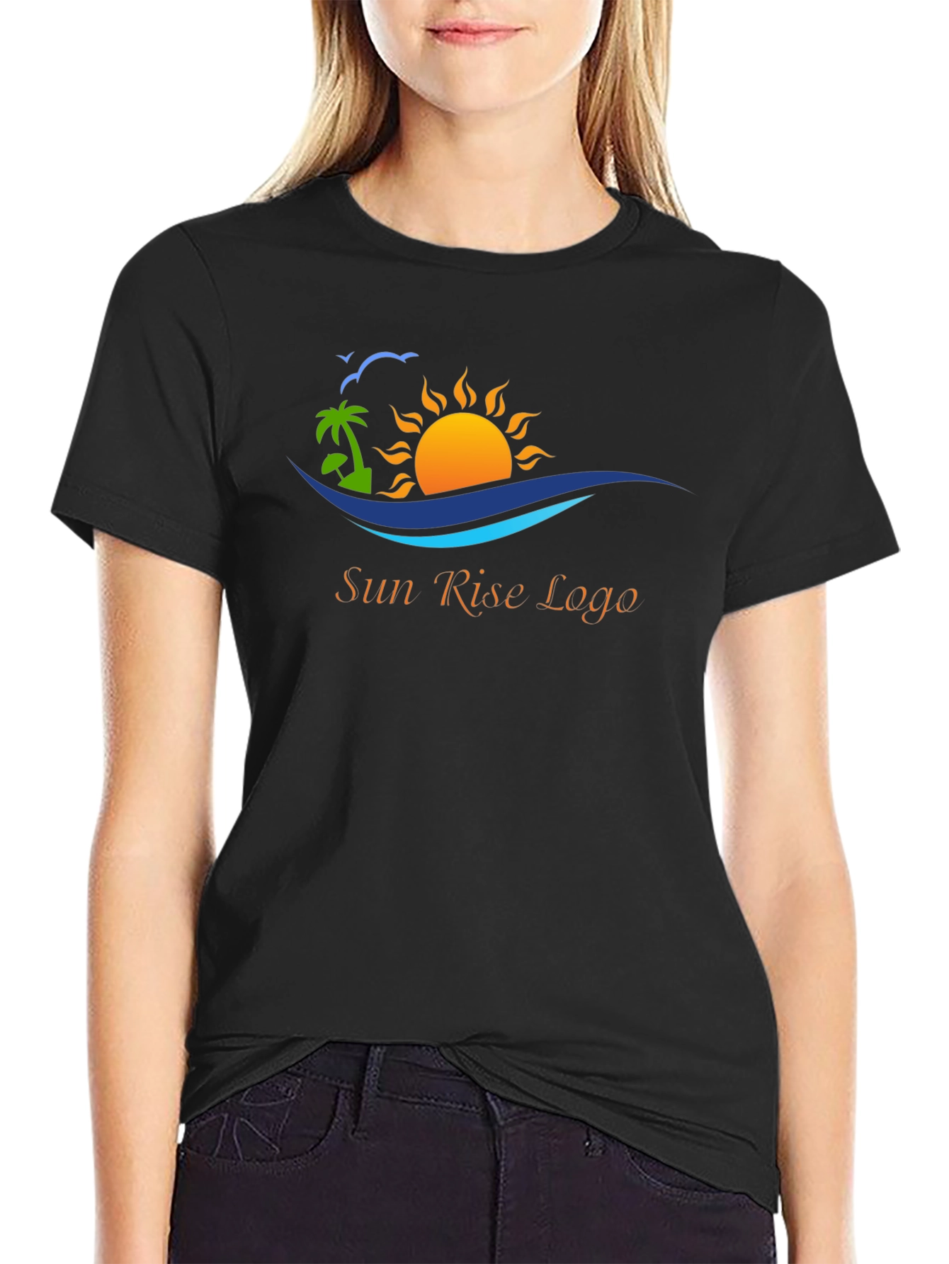 Black T-Shirt with Sun Rise Logo