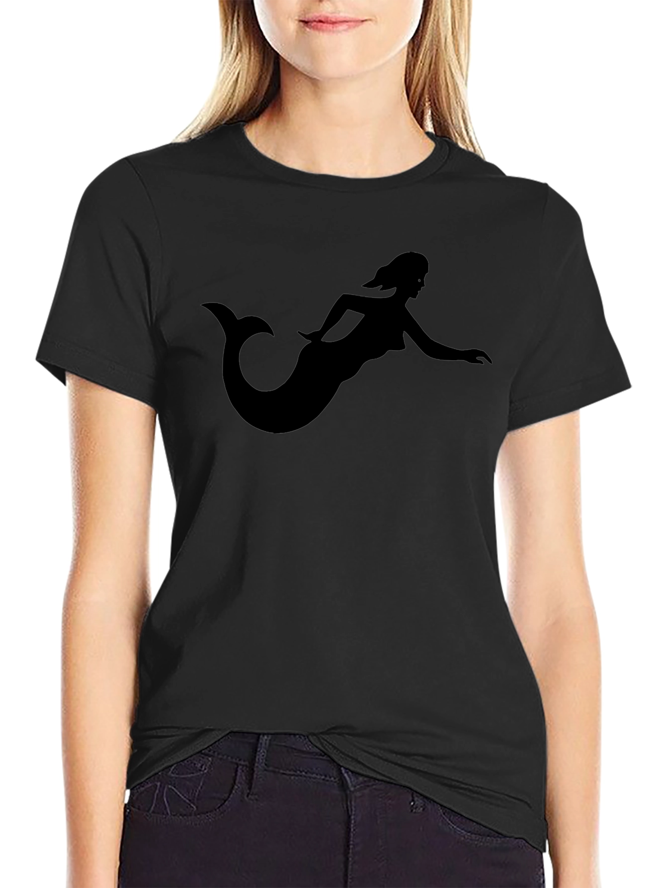 Mermaid Silhouette Black T-Shirt