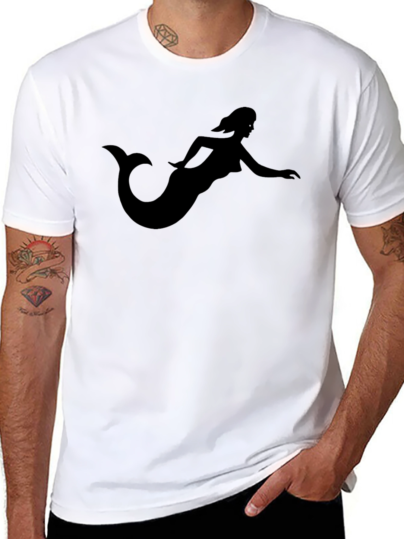 Mermaid Silhouette Black T-Shirt