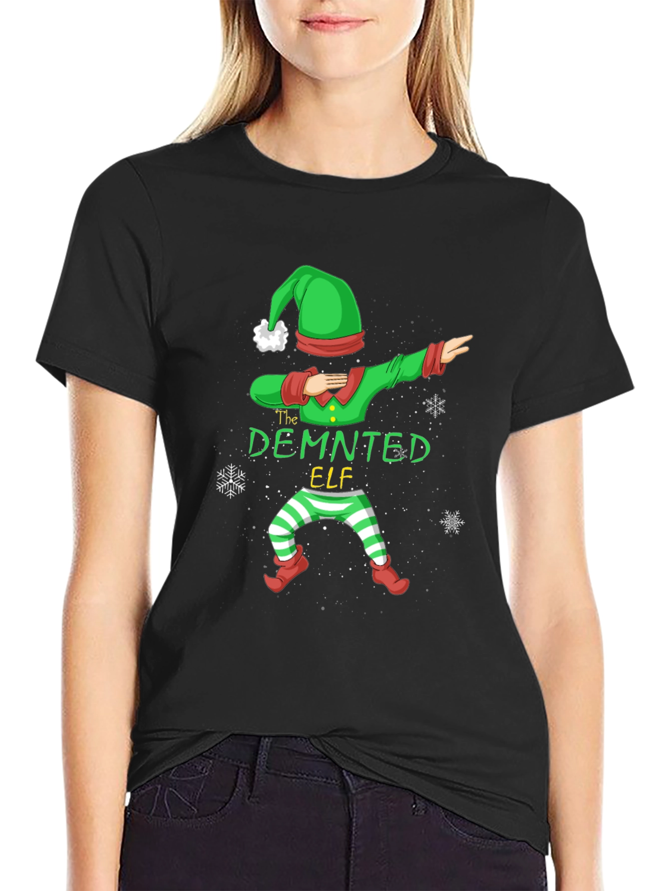 The Deminted Elf Dab T-Shirt - Christmas Holiday Tee