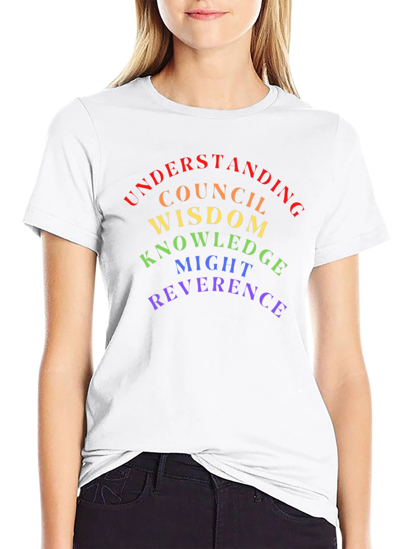 Rainbow Virtue T-Shirt - Understanding Wisdom Reverence