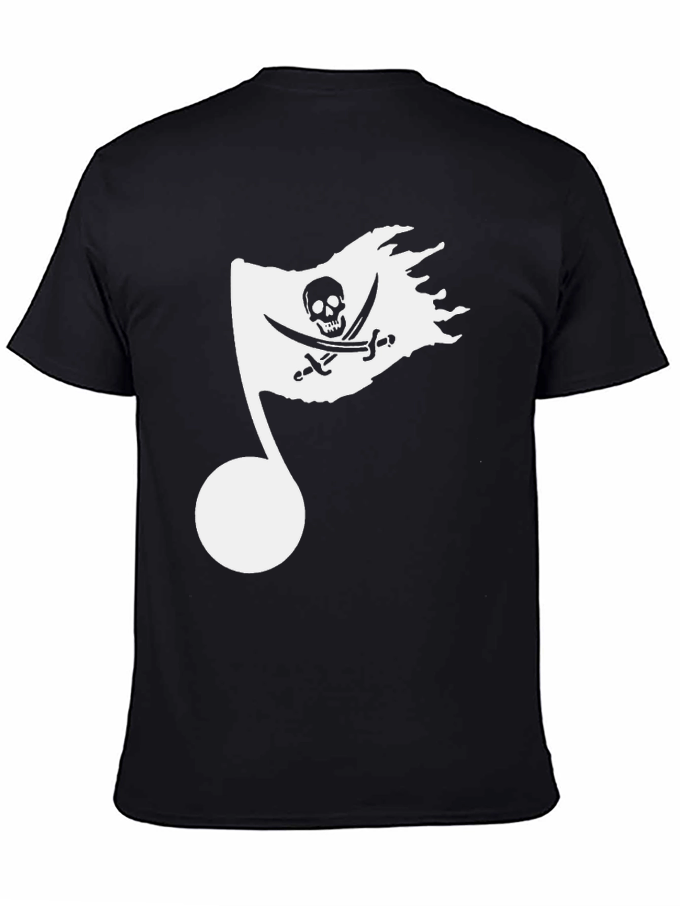 Musical Pirate Note Mens Black T-Shirt