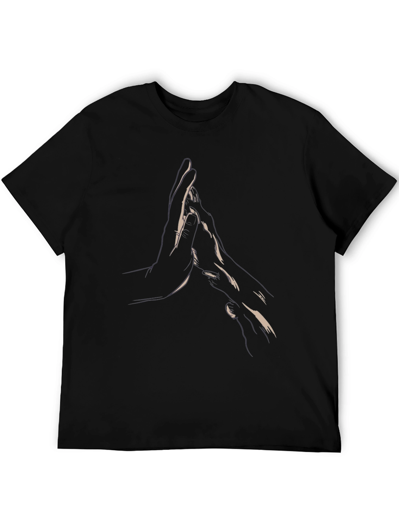 Hand Gesture Print Black T-Shirt