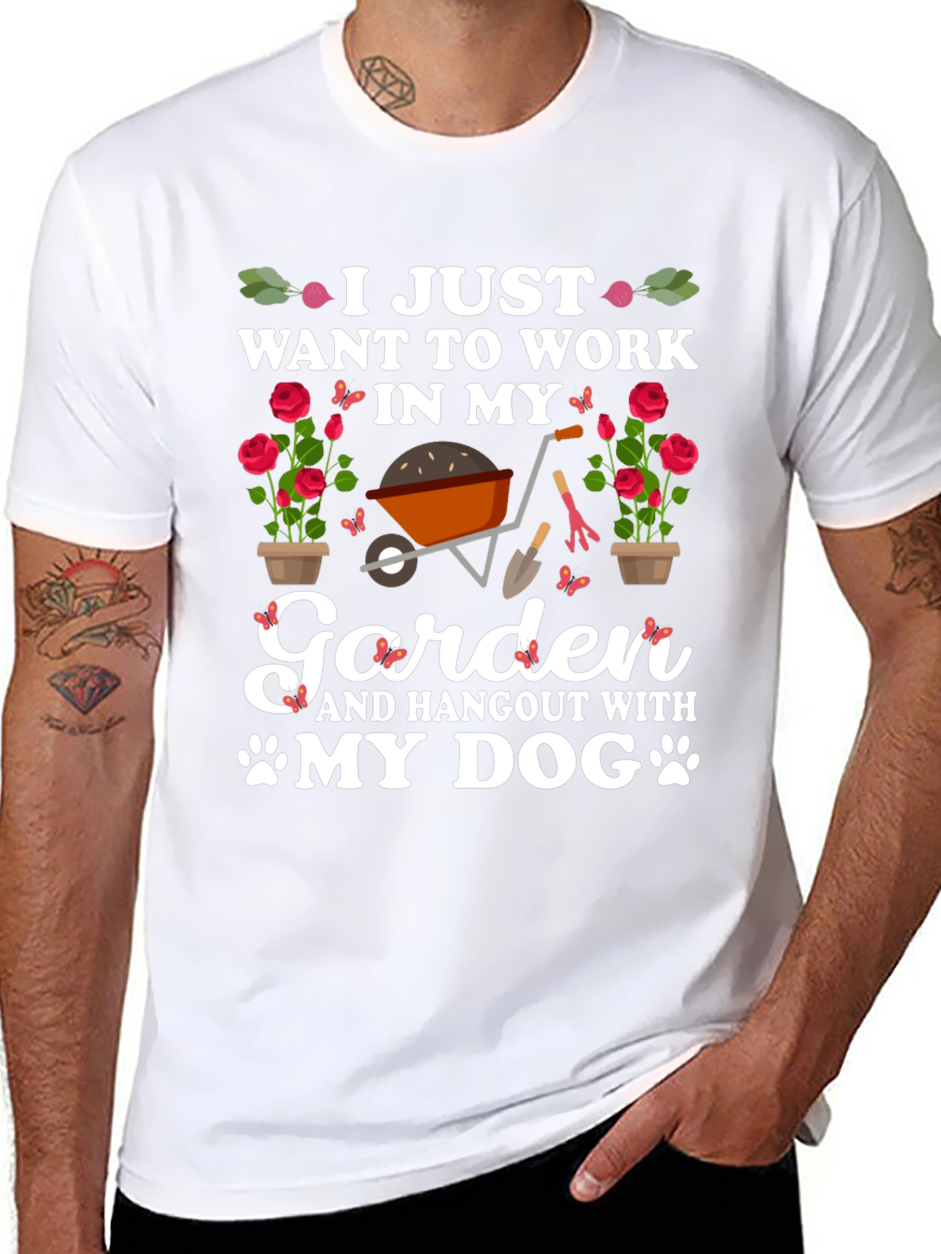 Gardening & Dog Lover Graphic T-Shirt