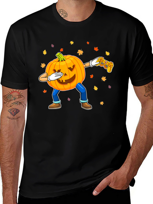 Dabbing Pumpkin Gamer Black T-Shirt
