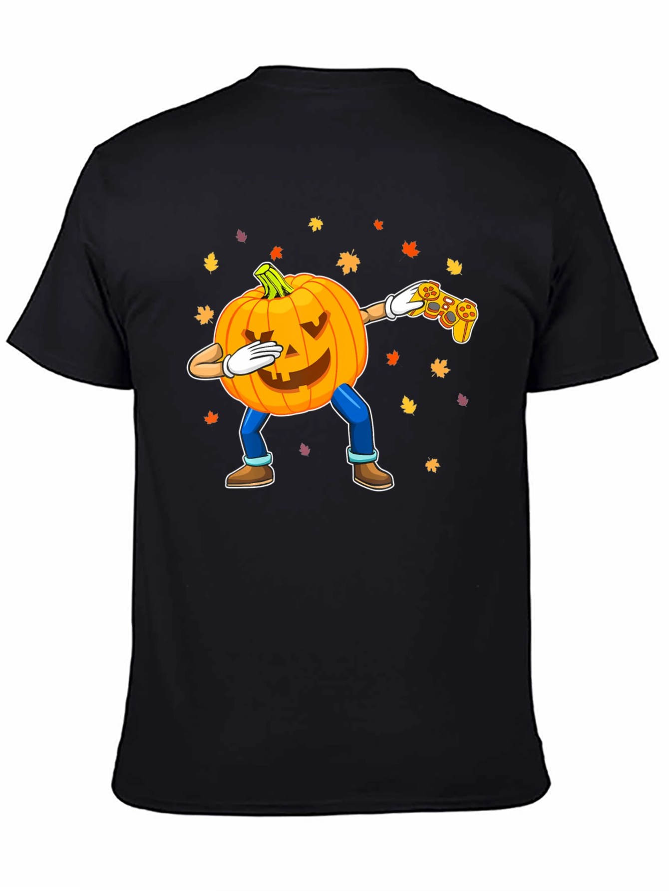 Dabbing Pumpkin Gamer Black T-Shirt