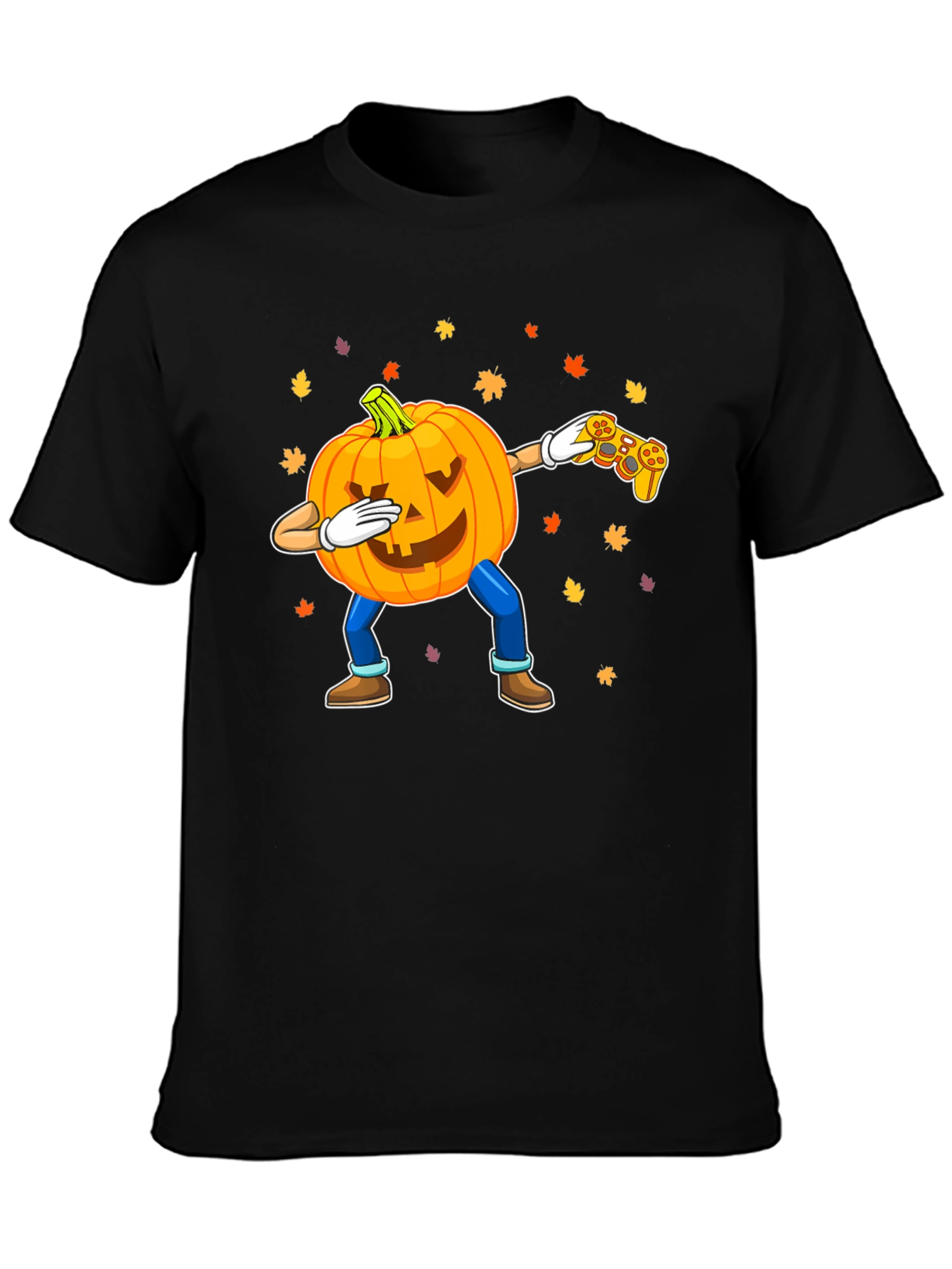 Dabbing Pumpkin Gamer Black T-Shirt