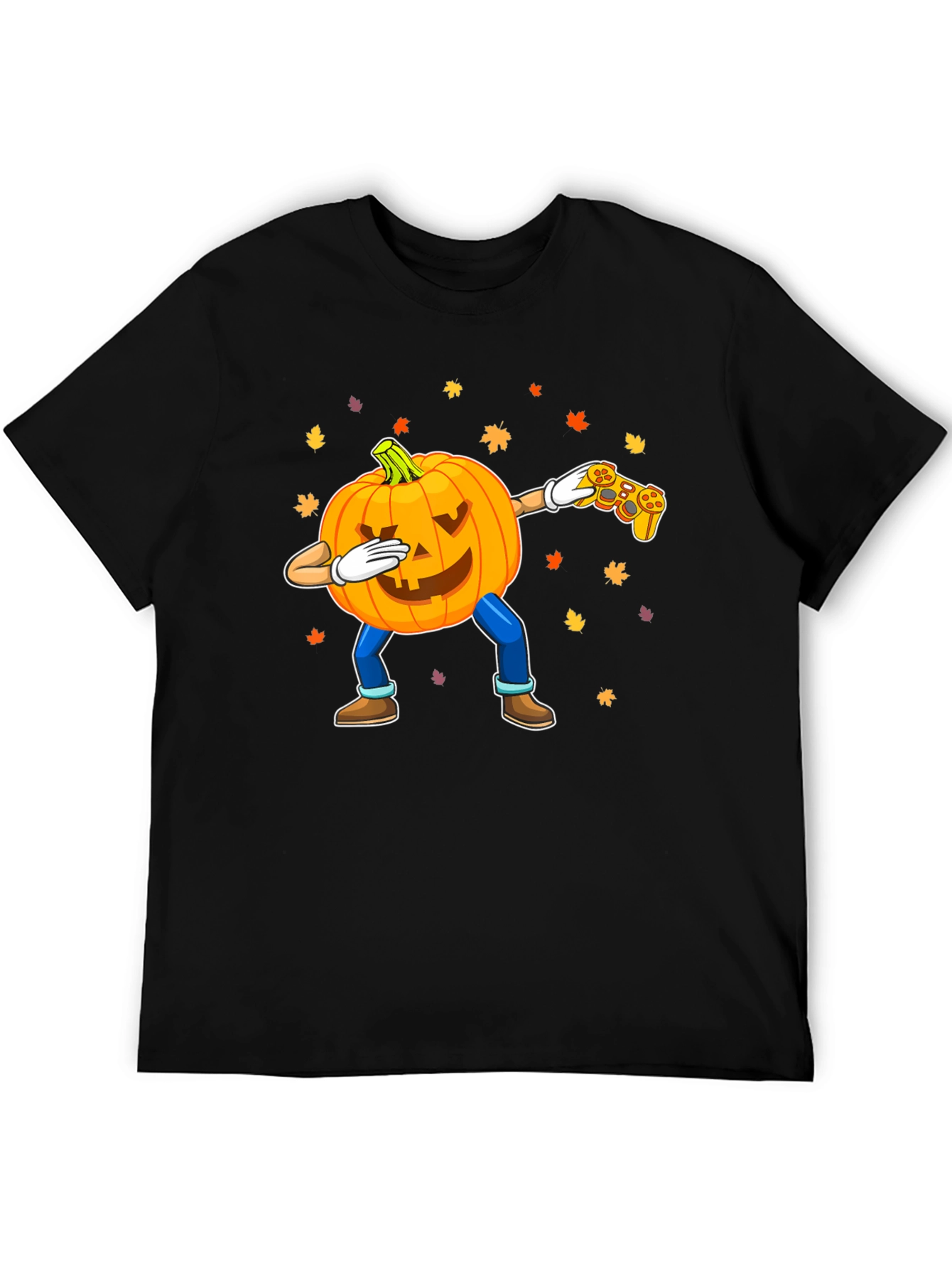 Dabbing Pumpkin Gamer Black T-Shirt