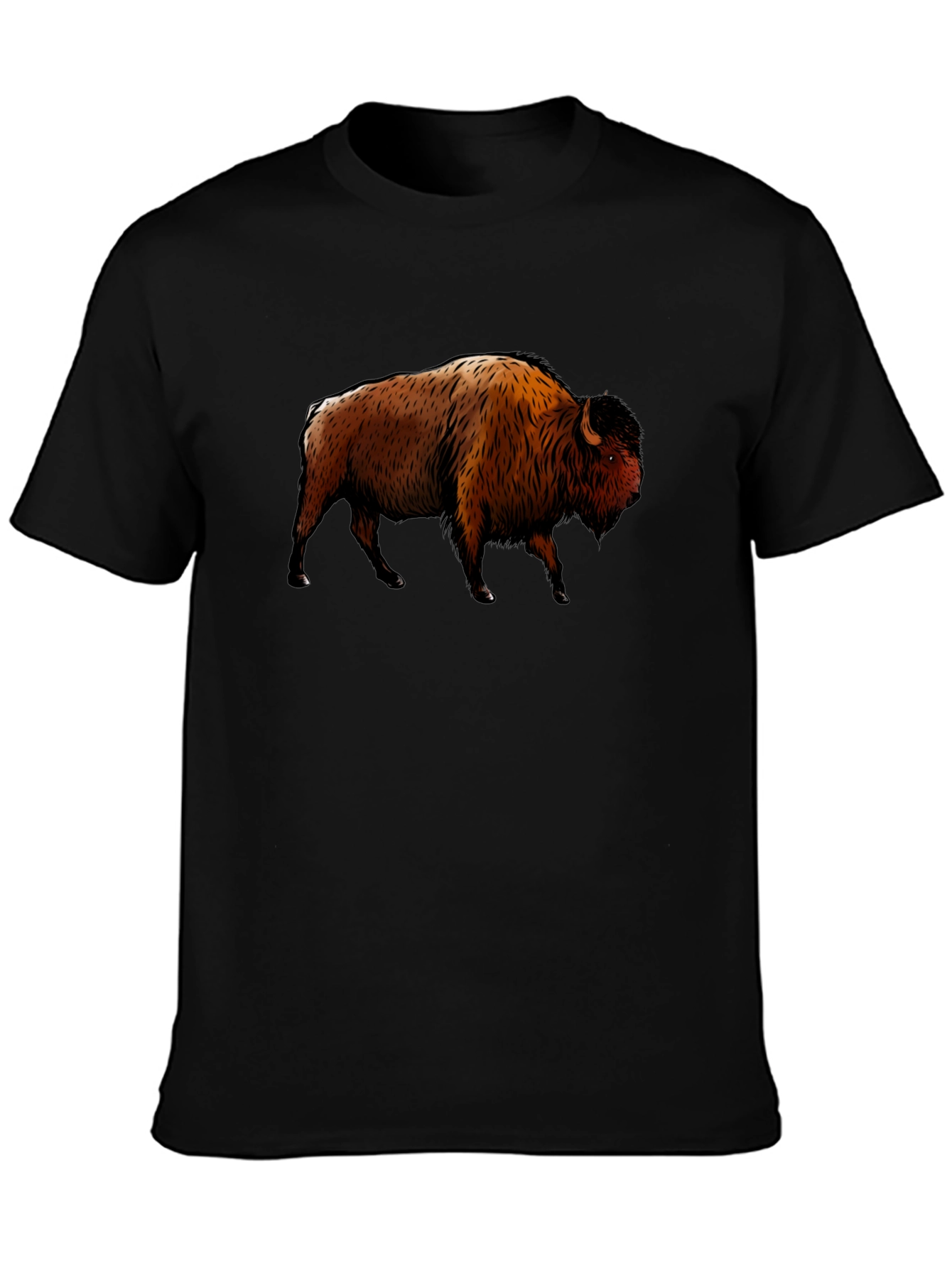 Bison Graphic Print Black T-Shirt
