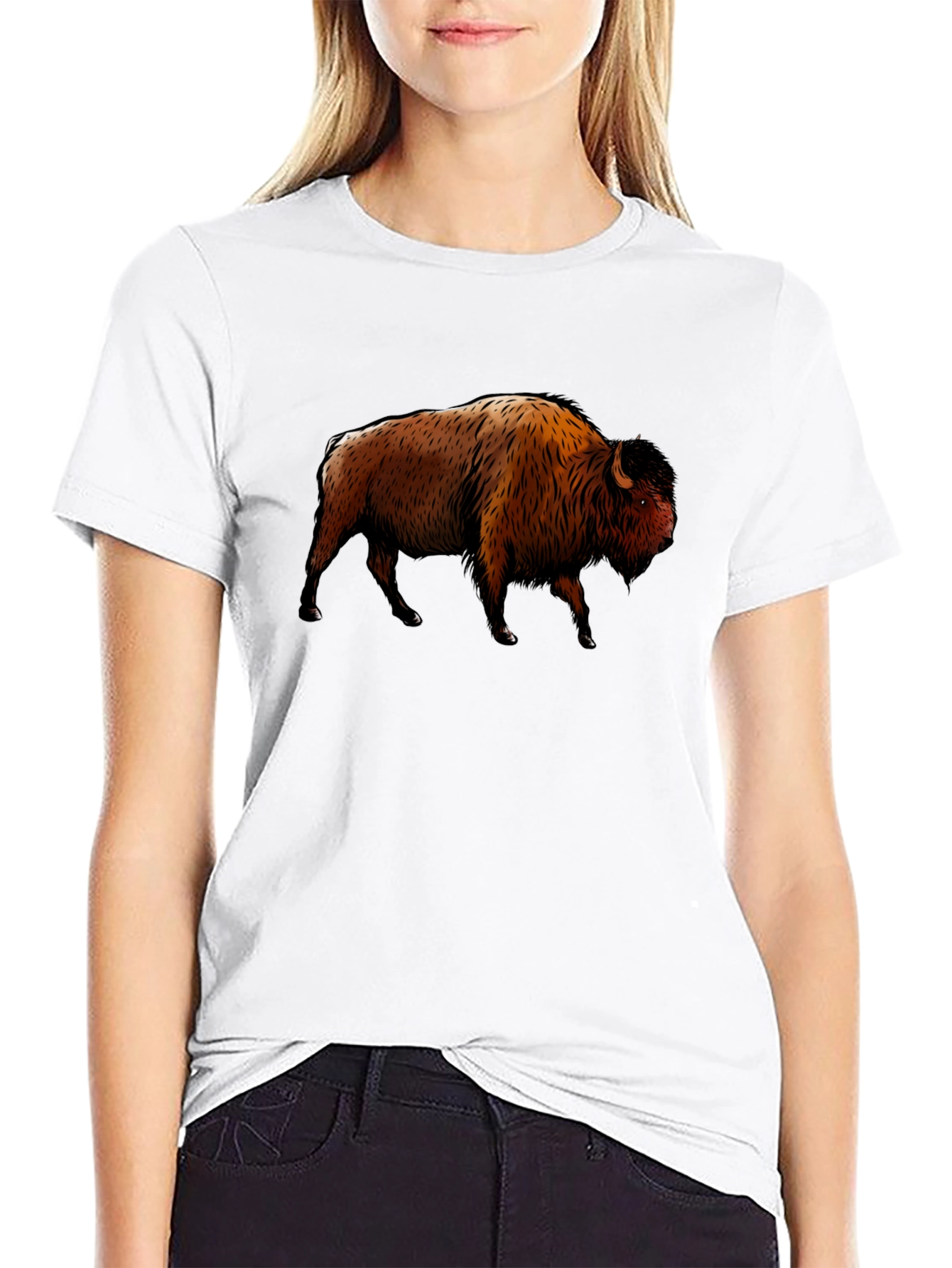 Bison Graphic Print Black T-Shirt