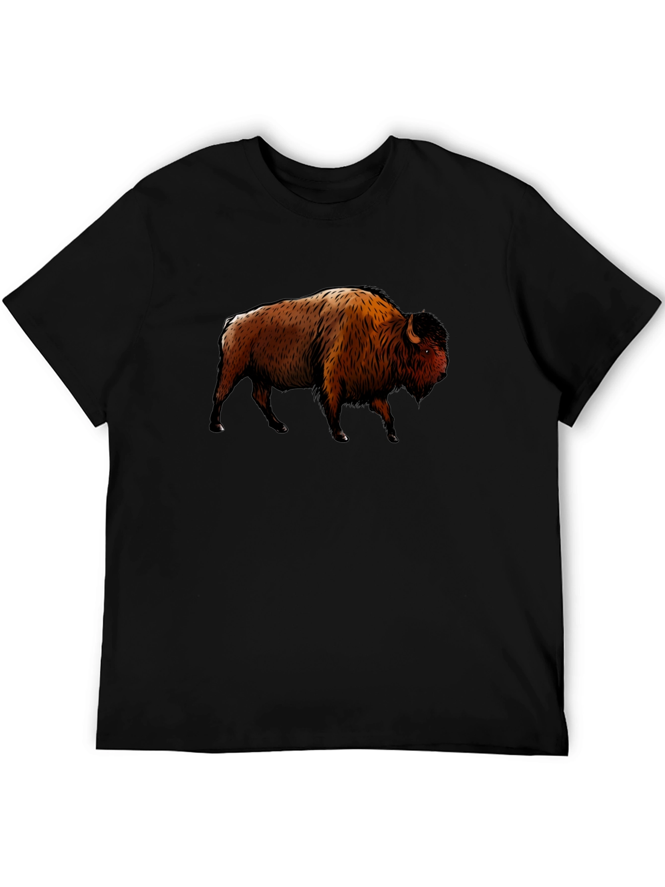 Bison Graphic Print Black T-Shirt