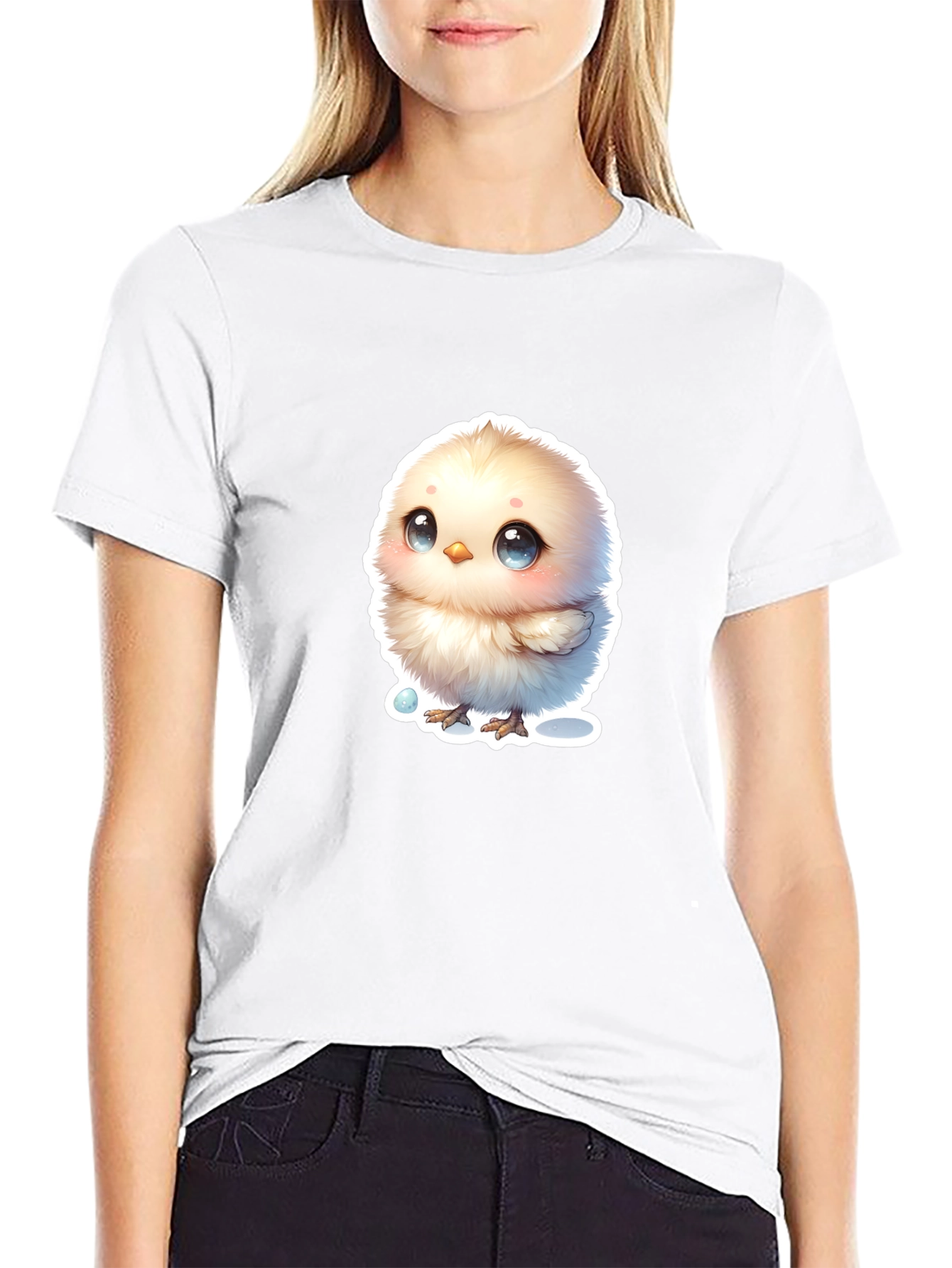 Cute Chick Graphic T-Shirt - Black