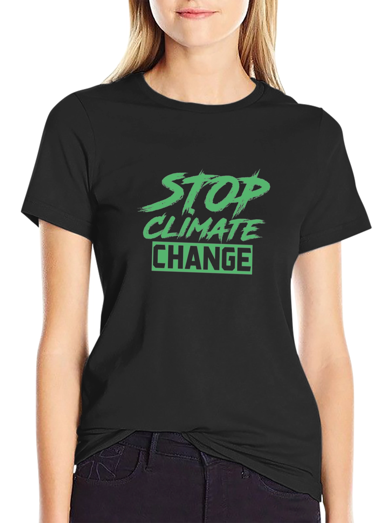 Stop Climate Change Black T-Shirt